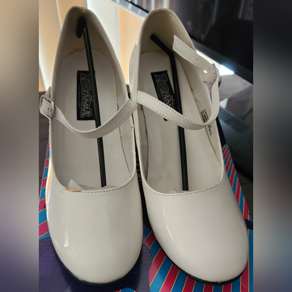 White Babydoll Patent Leather Shoes